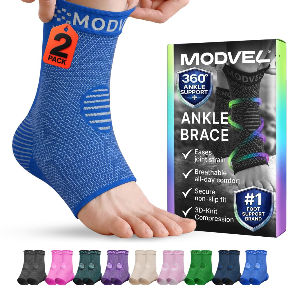 Modvel Foot & Ankle Brace Socks for Sprained Ankle Compression Sleeve - Plantar Fasciitis Relief Brace, Foot Support for pain Women & Men - Tendonitis