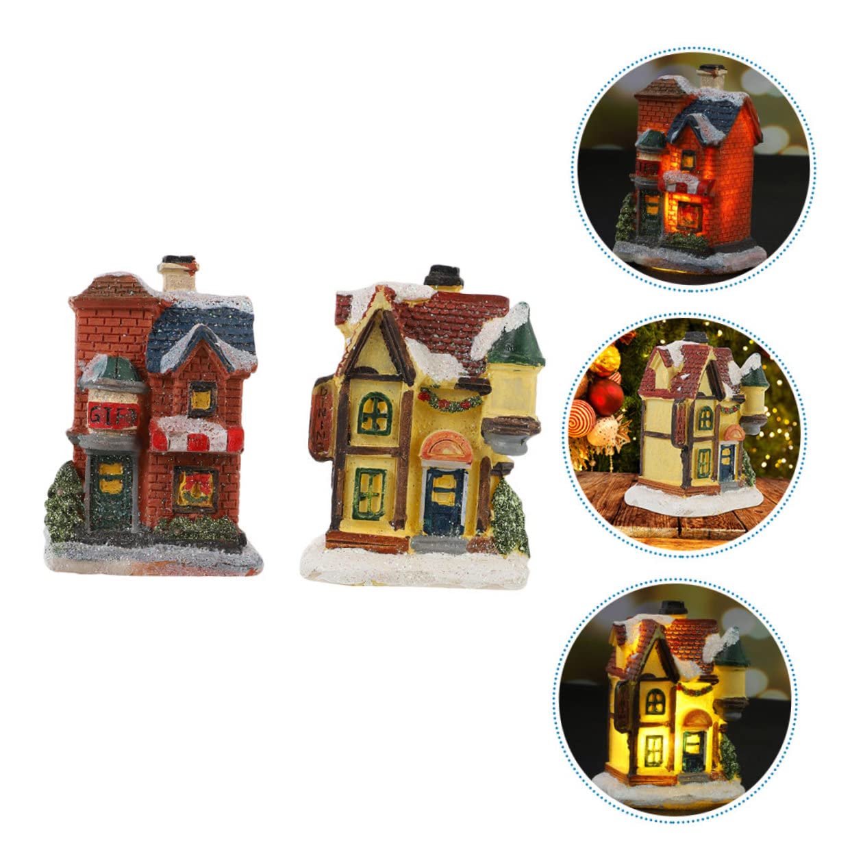 Garneck 2 Set Piccola Casa Luminosa Natale Ornamenti Decorazione Porta Bedroom Decoration Casette Natalizie Casa Natalizia Decorazioni Natalizie Accessorio Natalizio Resina 2 Pezzi * 2