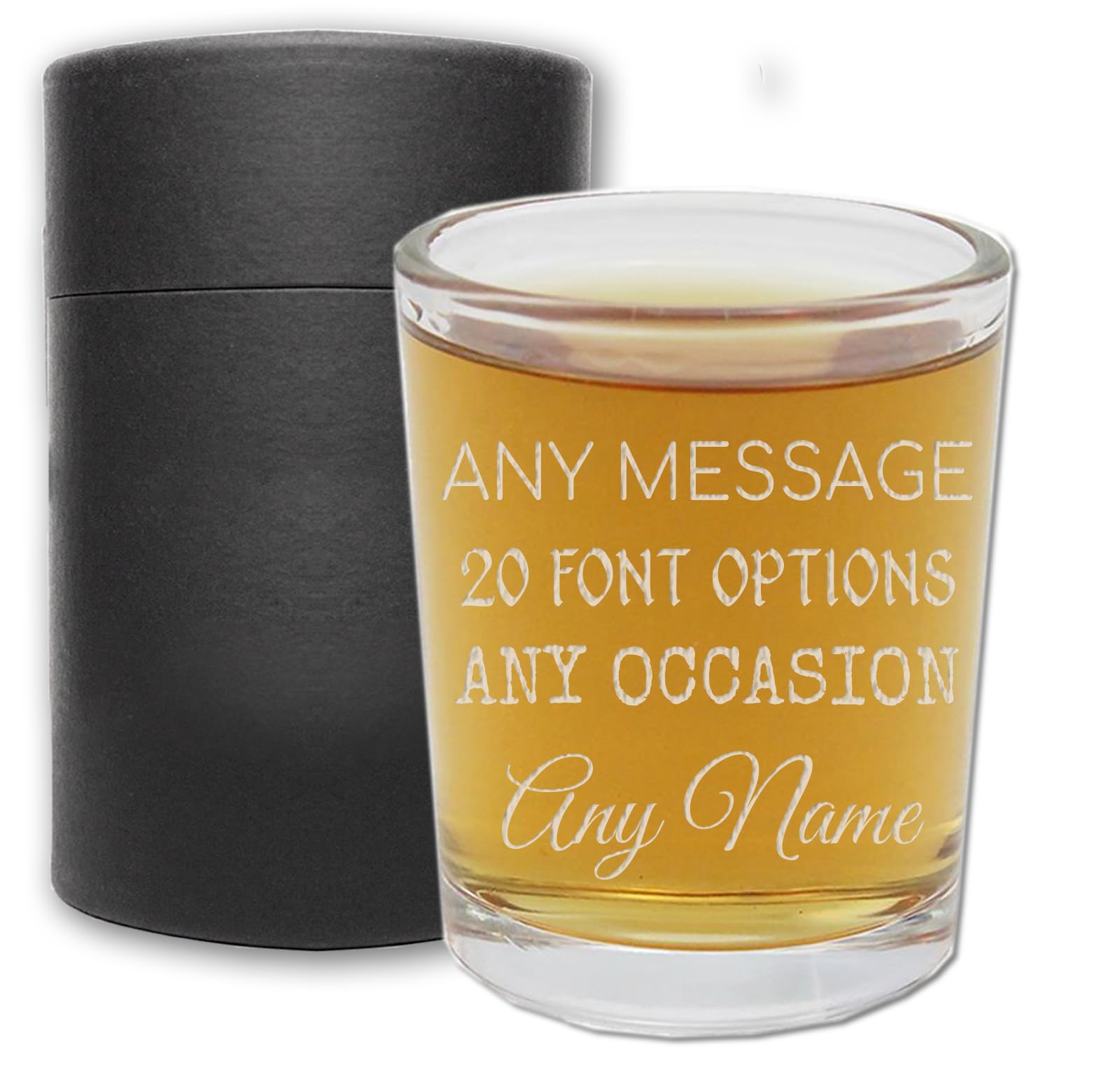 Personalized Etched 2.5oz 1pk Shot Glasses – Customized Gift for Women Men, Custom Engraved Message Name Date, Birthday Gift Ideas for Friend Her Him, 21st Party Favors, Cute Funny, Your Text Here