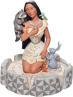 Enesco Disney Traditions by Jim Shore White Woodland Pocahontas Kneeling Figurine 7.3 Inch, Multicolor
