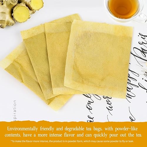 Miniatura 6 de 150 bolsas de té de cúrcuma, jengibre y canela, 100% ingredientes naturales, mezcla de cúrcuma, jengibre, té de hierbas en polvo de canela, bolsas
