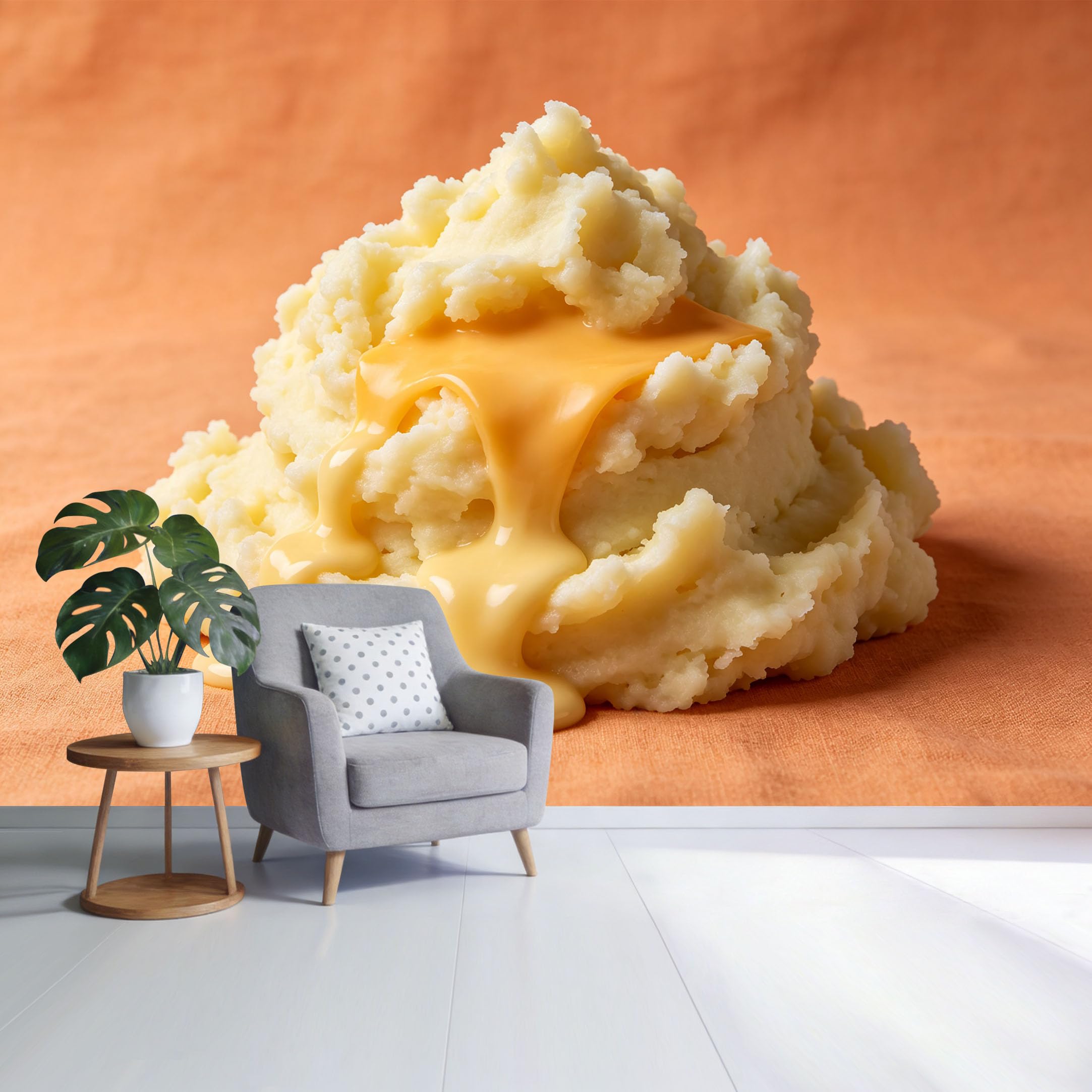 Custom Size Wall Mural Creamy Mashed Potato with Melted Cheese Minimalist Food Texture SelfAdhesive Wall Fabric Removable Wallpaper for Home Office Decor