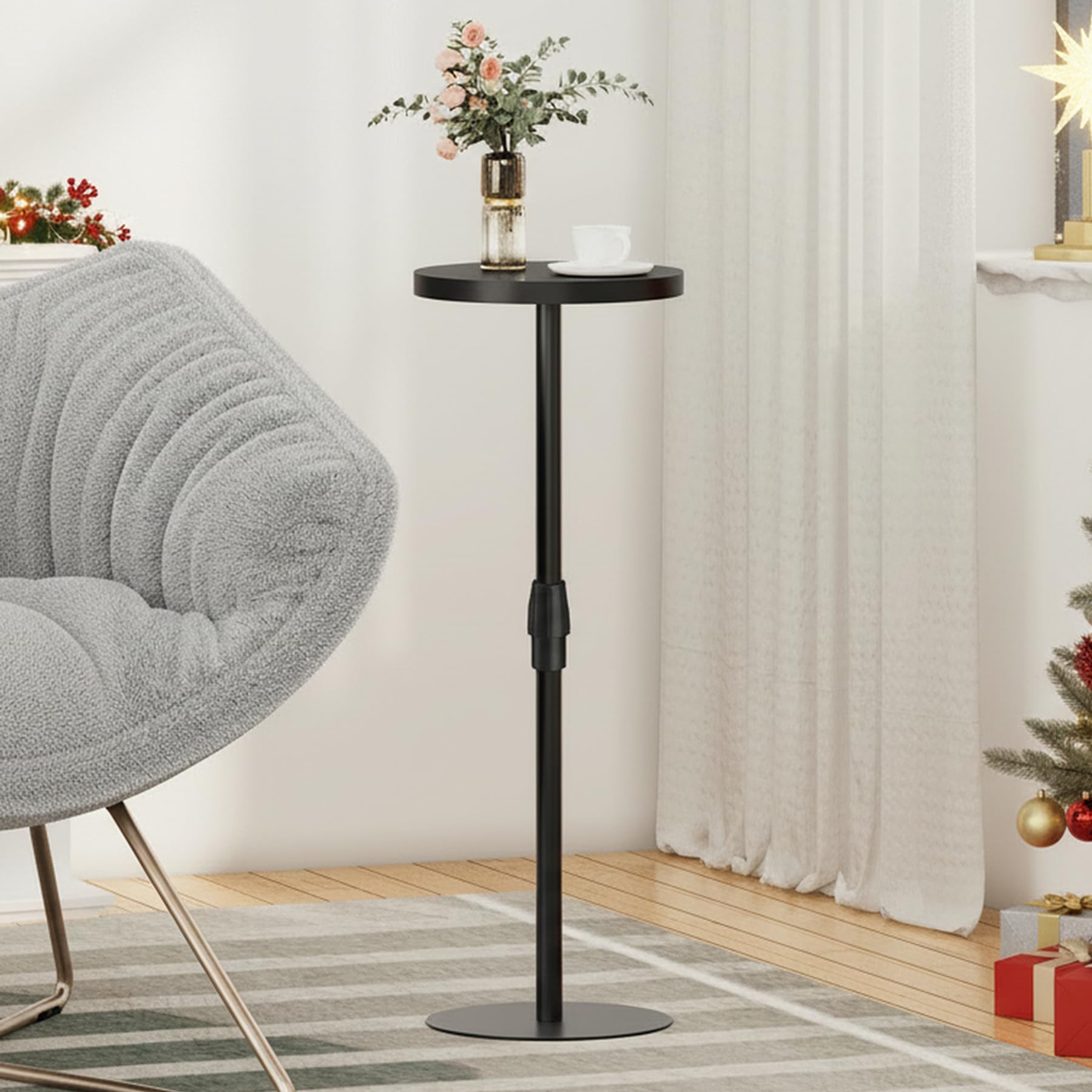 View 1 of [MISSING PARTS] TUTOTAK Tall Round Side Table - Black