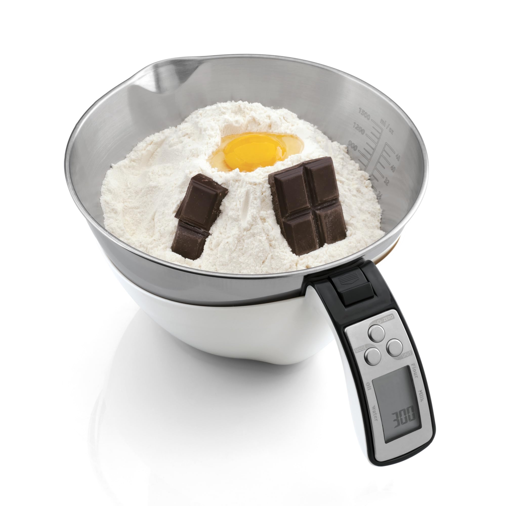 Imetec Dolcevita ES4, Báscula Electrónica de Cocina, Pesa Sólidos y Líquidos, Recipiente Extraible, Báscula Graduada, Capacidad 5 Kg, División 1 g, Función Tara, Pantalla Digital, Apagado Automático