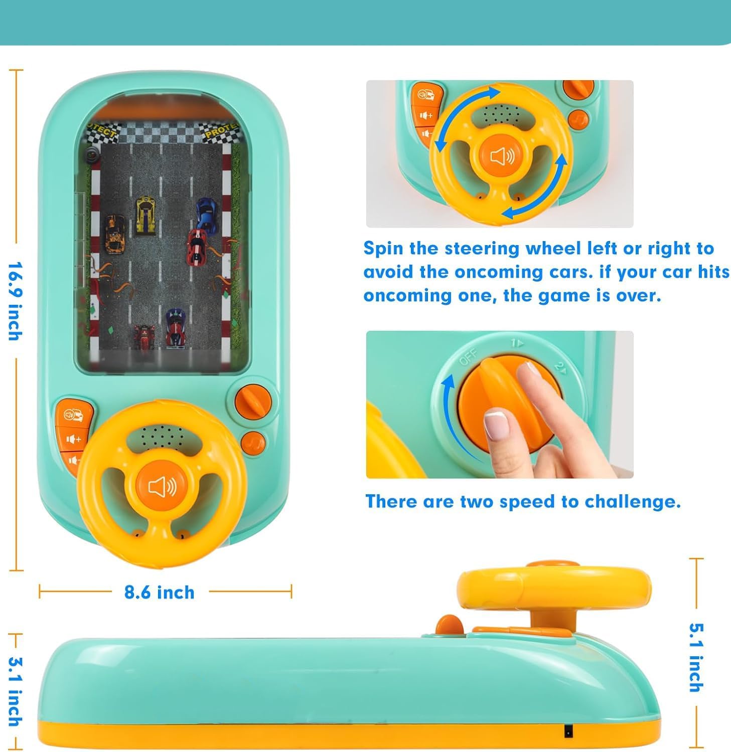 Car Adventure Toy Big Simulated Driving Racing Car Toy with Sounds Musical Steering Wheel Toys Interactive Toy