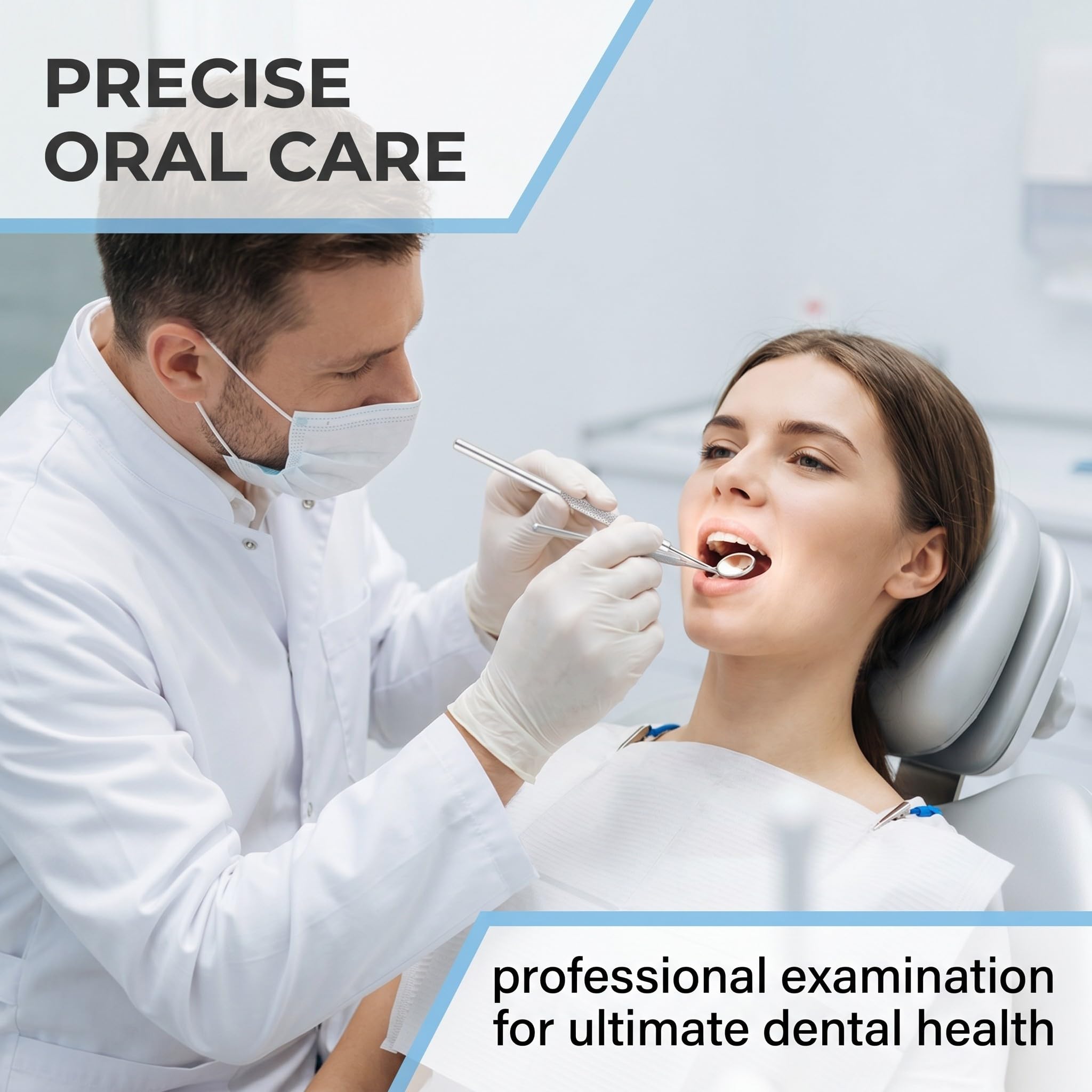 Espejos Dentales de Acero Inoxidable 16cm, Espejos de Inspección Bucal con Mango Antideslizante, Cabezales Desmontables