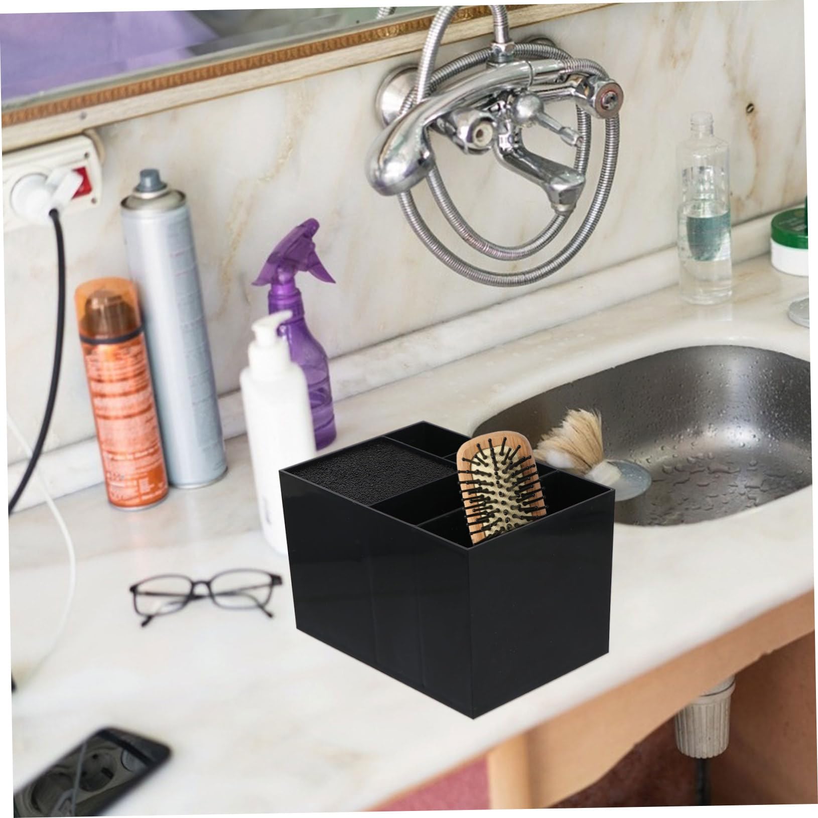 Scatola Organizer da Salone e Pettini, Plastica Nera
