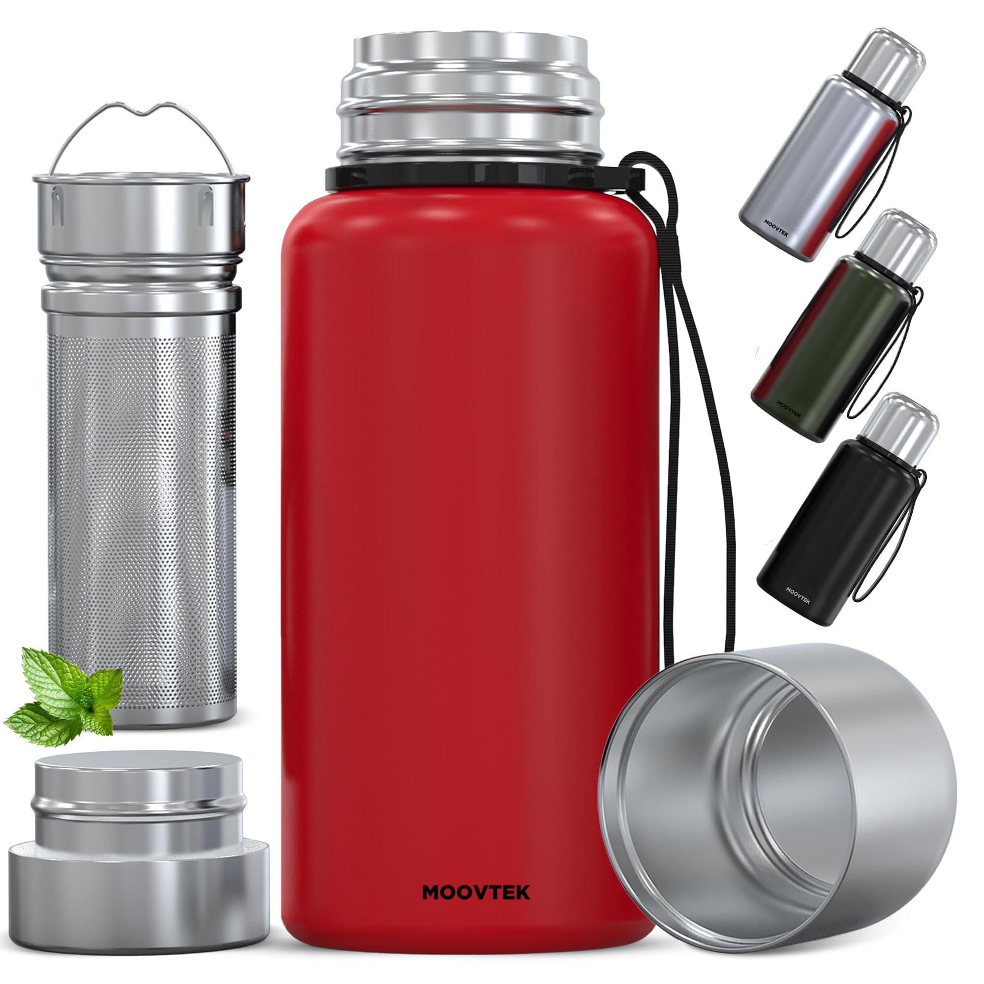 Tè termica con infusore e tazza a doppia parete in acciaio inox 304 – Thermos 500ml con filtro extra lungo ideale per tè, caffè e acqua