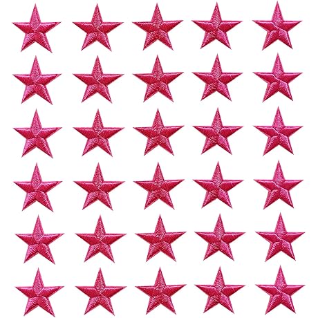 30 Pcs Pink Star Patches: Embroidered Appliques for DIY Customization