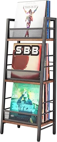 Soporte de almacenamiento de discos de vinilo, estante de almacenamiento pequeño para organizador de discos de vinilo, estante de almacenamiento