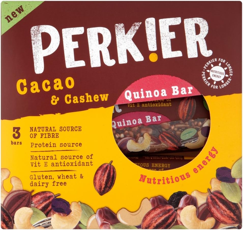 Perkier Cacao and Cashew Quinoa Bar, 105g