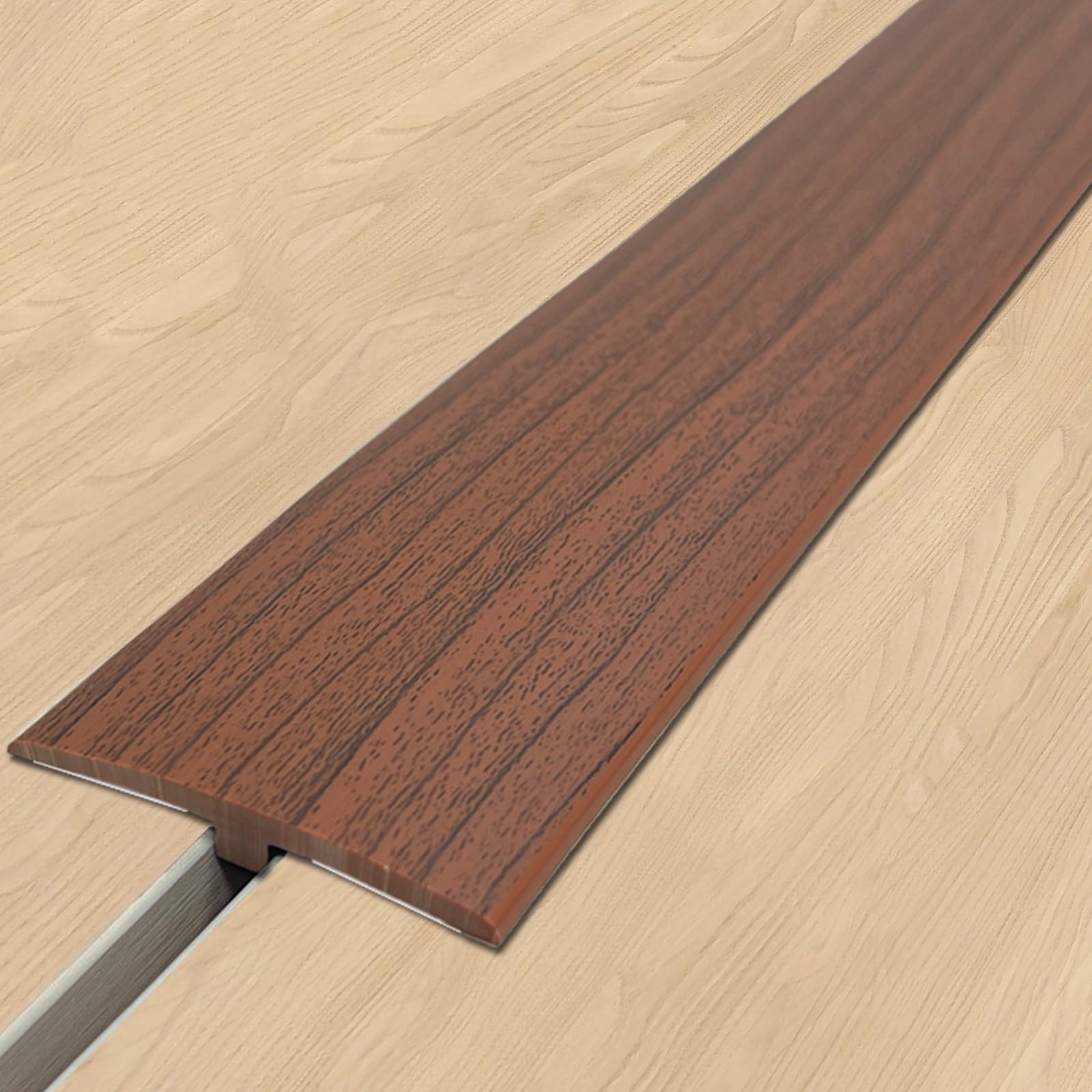 VQWQV Vinyl Floor Transition Strip Self-Adhesive PVC Trim L100cm（3.2ft） Wood Grain Design Easy To Clean Laminate Gap Covering Joining Strips(Dark brown)