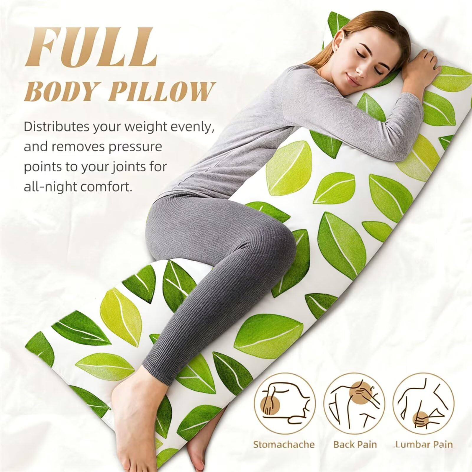 Funda de Almohada 60 x 180 cm Hoja Protector Almohada 180 cm con Cremallera Invisible, Terciopelo Suave y Transpirable Pillow Case Mostaza Impresión a Doble Cara para Cama, Sofá y Dormitorio dg-300