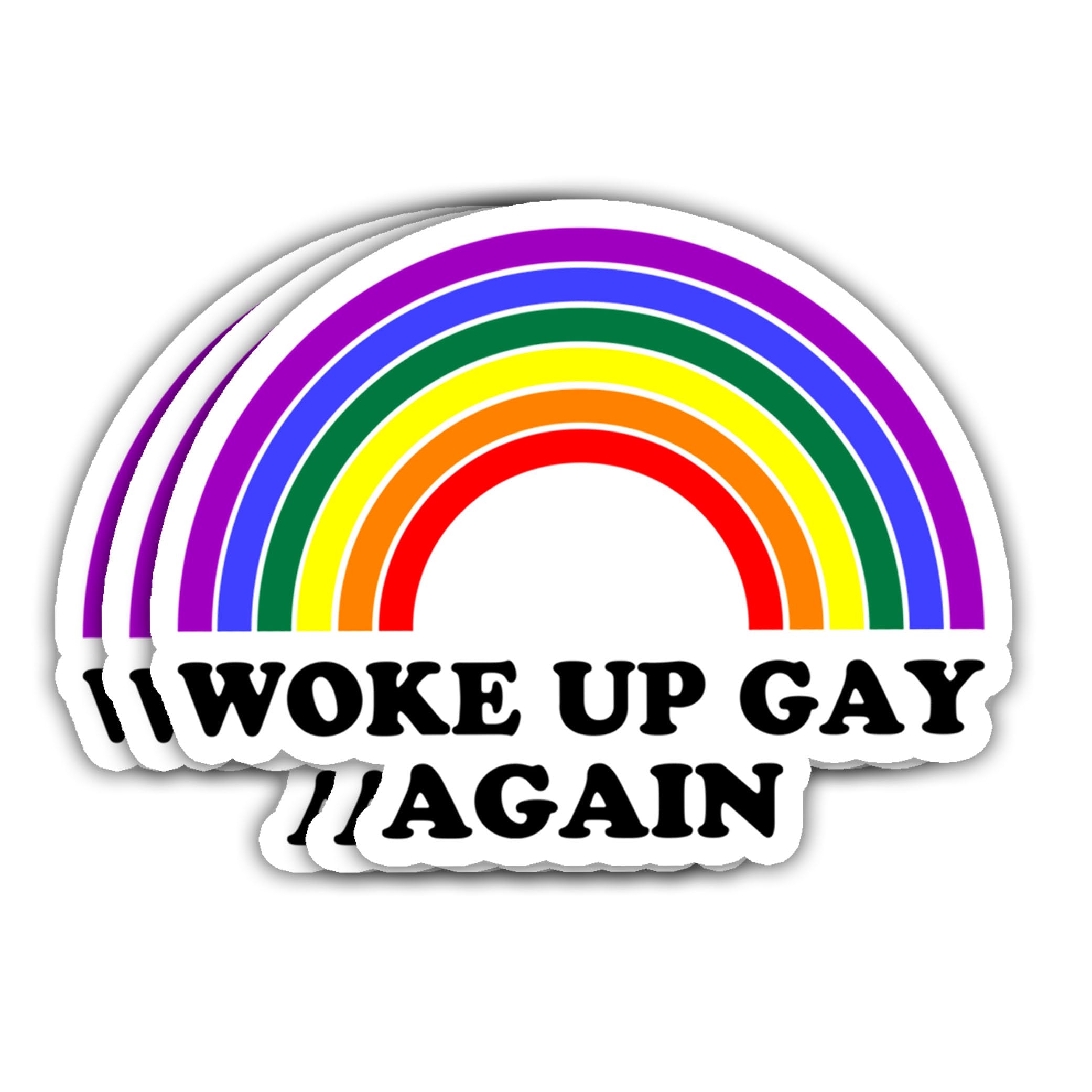 VOTANTA (3 Pcs - 3 inch) Woke Up Gay Again LGBT Pride Vinyl Sticker, LGBTQ Decor Decal Gifts Funny Pride Month Rainbow Stickers for Laptop, Water