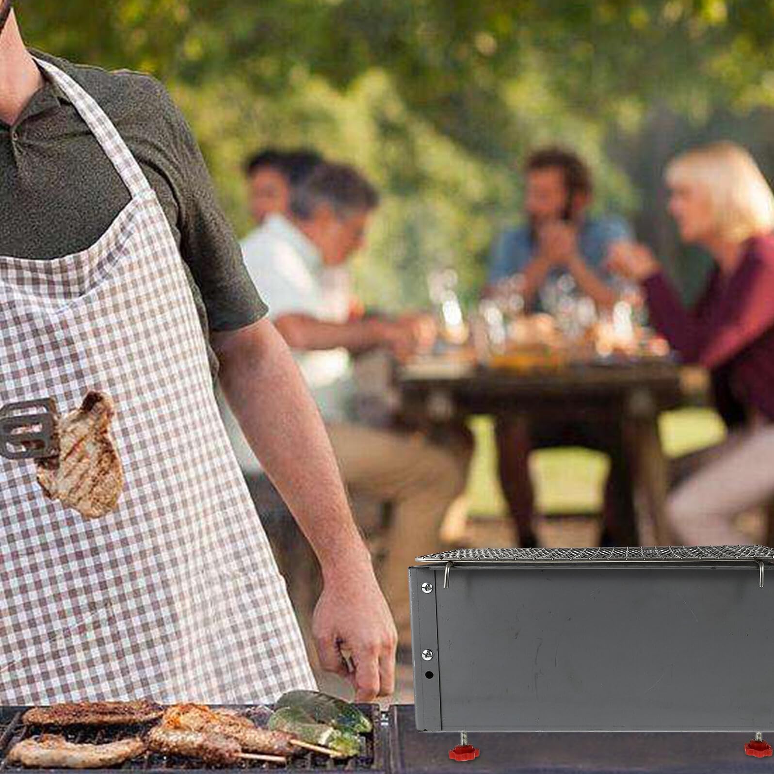 GANAZONO Przenośny Grill Ogrodowy z Żeliwa Odporny Rdzę i Wysoką Temperaturę Praktyczny Piec Do Grillowania Kempingu i Zewnątrz z Siatką Do Grillowania