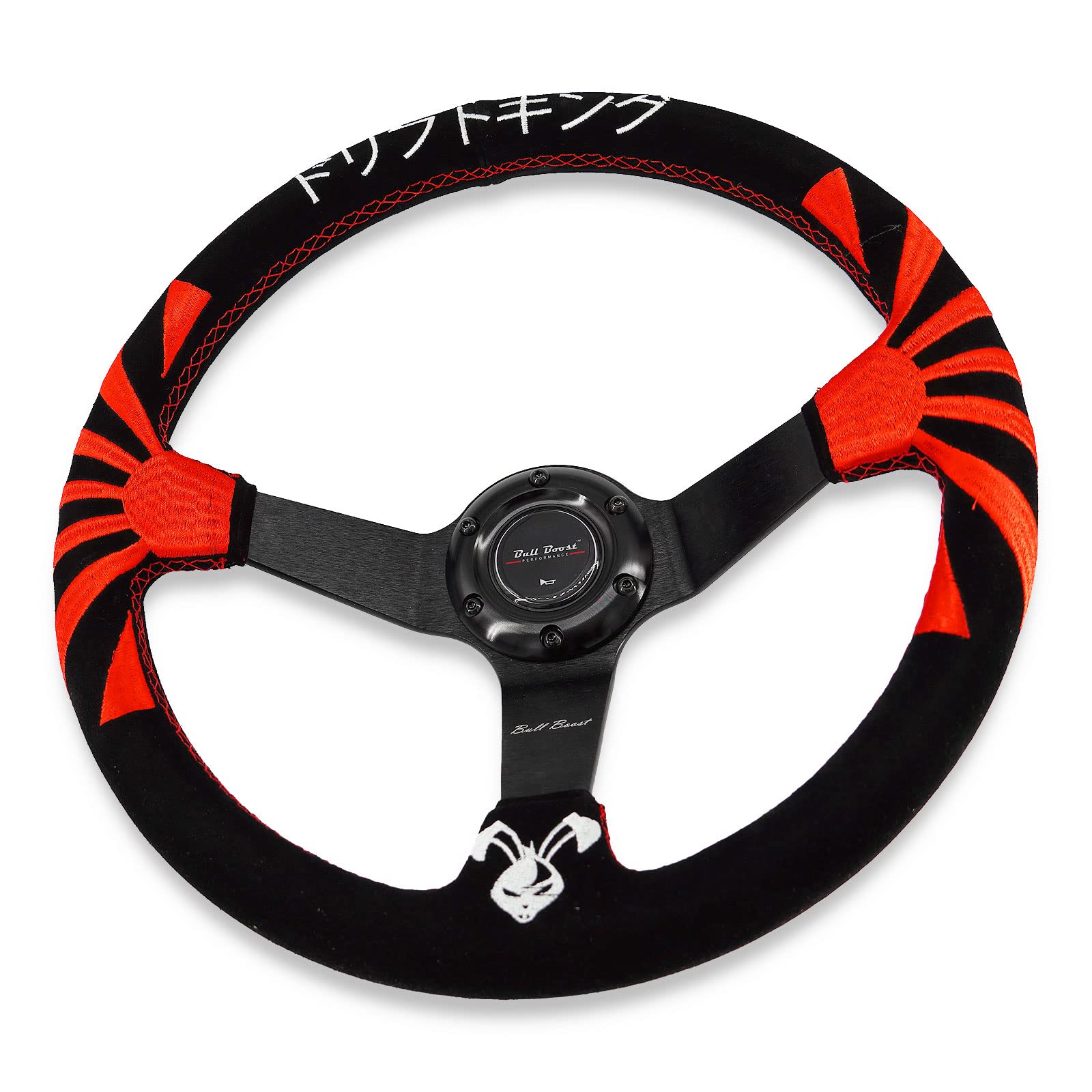 Performance wschodzące słońce kierownica 350 mm głębokie naczynie 6 śrub do JDM Sport Racing kierownica Alcantara róg przycisk w zestawie
