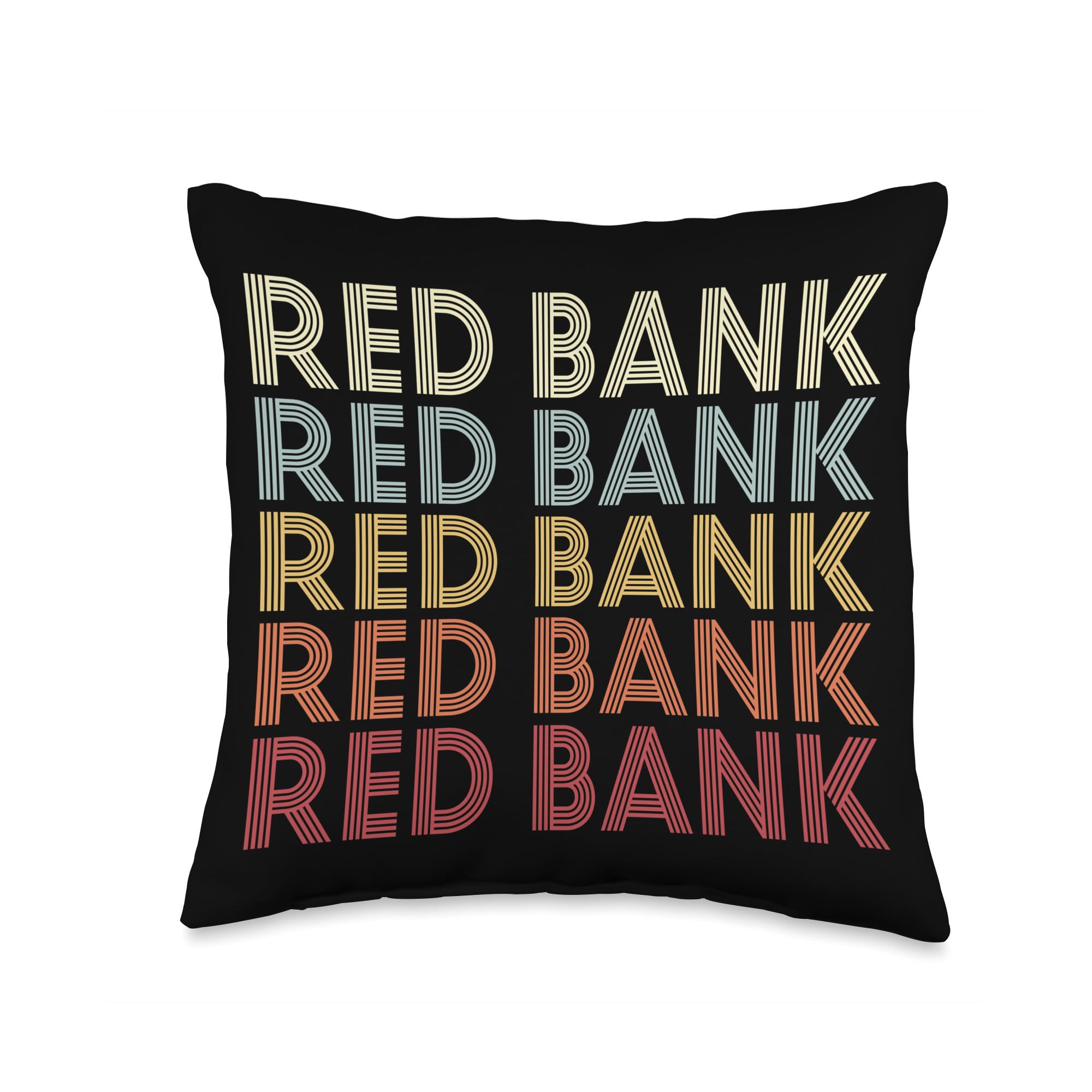 Red Bank New Jersey Red Bank NJ Retro Vintage Text Throw Pillow 16x16 Multicolor