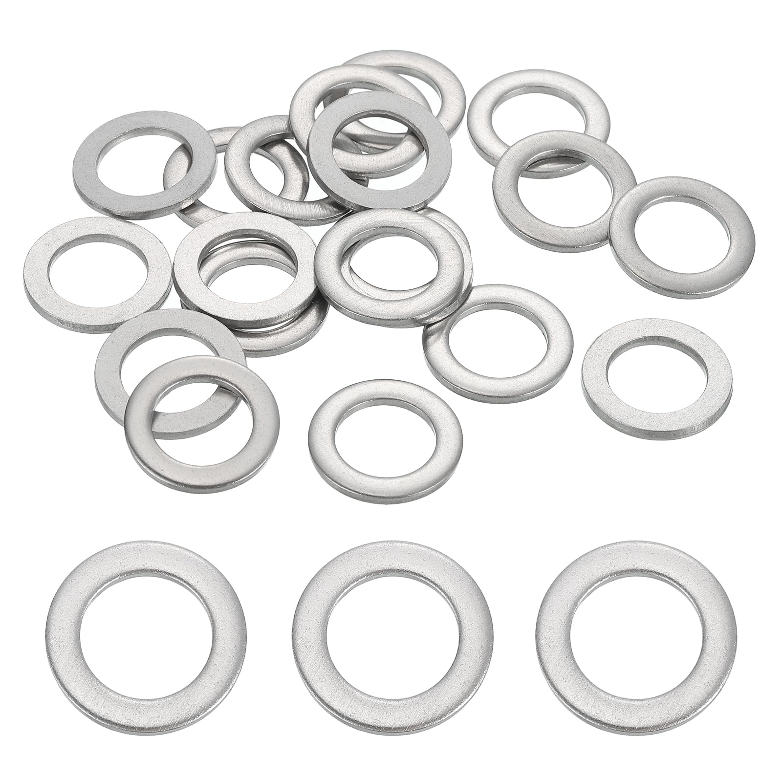 sourcing map 20 Pcs M12 304 Stainless Steel Flat Washers Round Flat Spacers for Screws, Bolts, Plumbing, Automotive, DIY, Electrical Device 12mm ID 20mm OD 2mm Thick