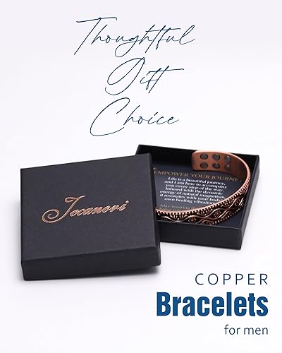 Miniatura 8 de Jecanori Pulsera de cobre para hombre, pulsera magnética de cobre para hombre con imanes 18X