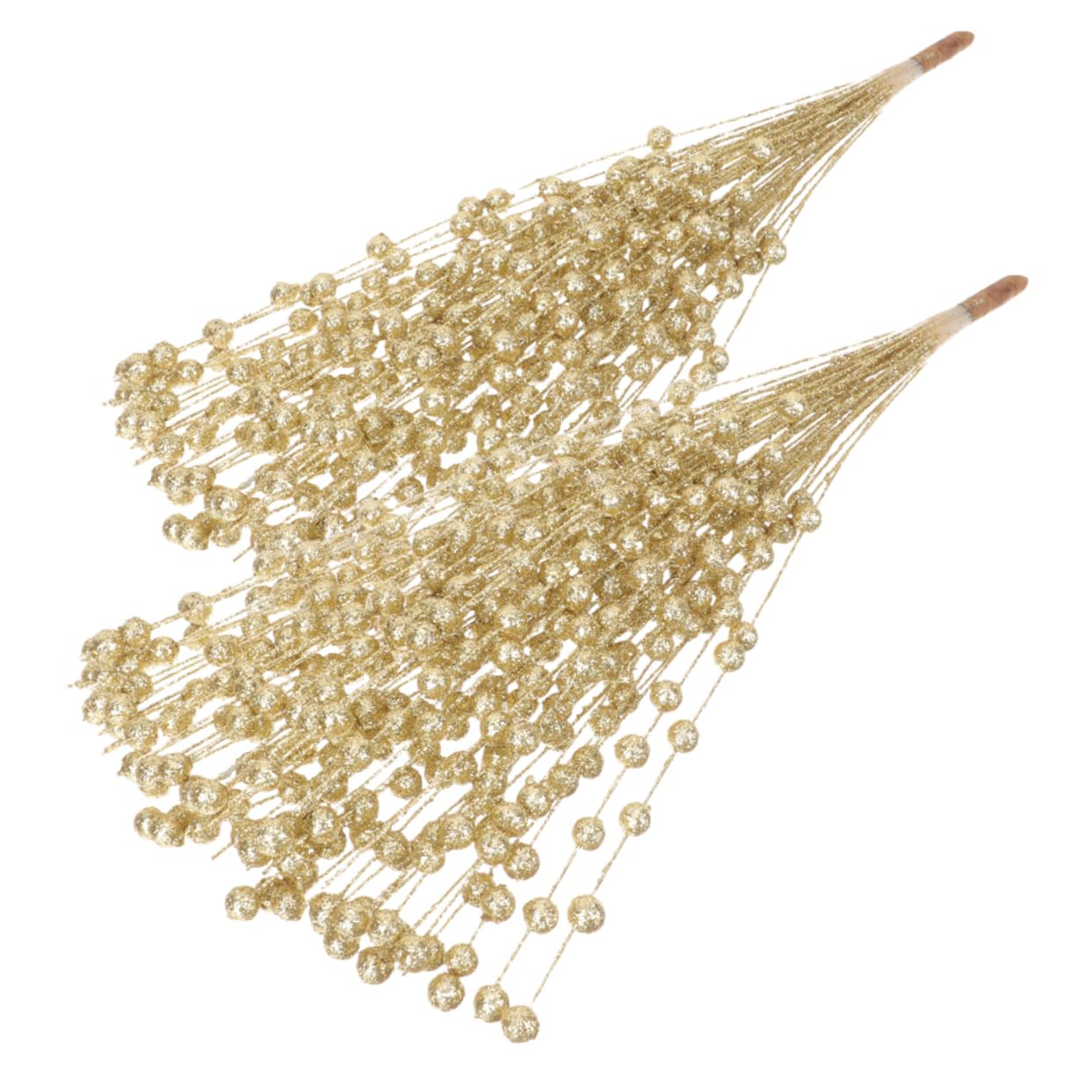 Happyyami 2個人工ベリー茎 ゴールド フェイクフルーツ 小枝 装飾 クリスマス パーティー 表示用 デコレーション アクセサリー リアル風 造花 挿し木 工芸品 テーブルデコ