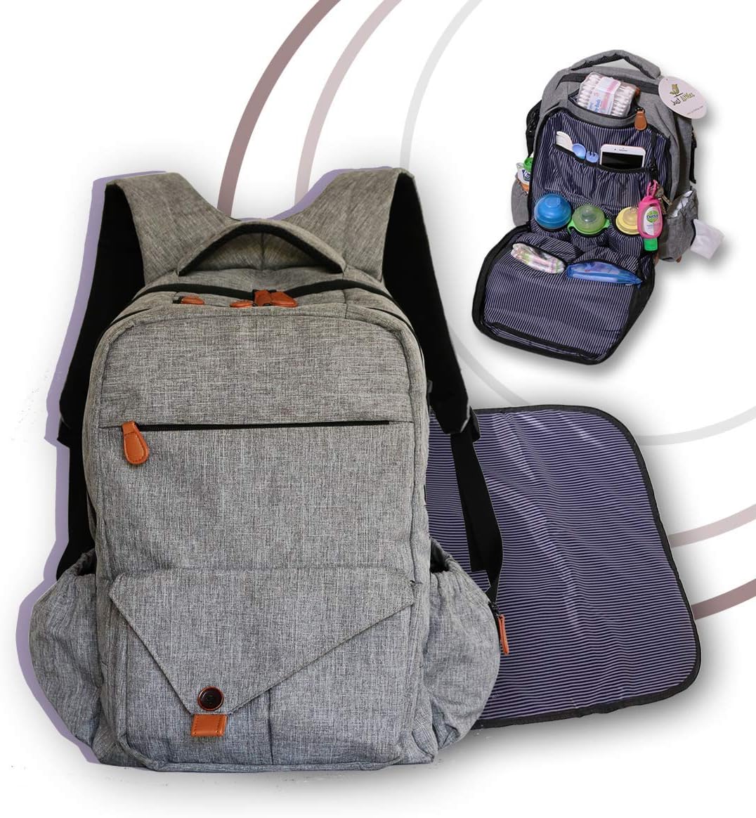 Stylish Large Diaper Bag Backpack - Ultimate Multifunction Baby Bags for Mom or Dad Professionals -18 Spaces, 4 Insulated Pockets, Changing Pad, Waterproof Nappy Pouch, Stroller Straps, Ipad Storage