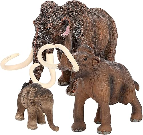 3 figuras de juguete familiar de mamut, modelo realista de figuras de elefante antiguo, juego de decoración de pasteles, juguetes eduaccionales,