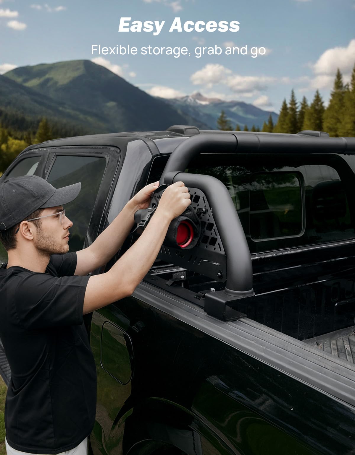 JOYTUTUS Barra di supporto regolabile per pick-up sportiva per camion di dimensioni standard, compatibile con F150, F250, F350, Silverado, Sierra, Ram 1500 2500 3500