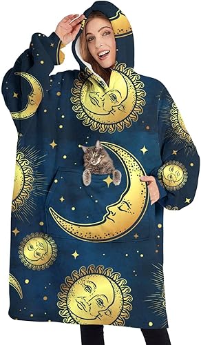 Manta de gran tamaño, manta Sherpa con capucha con súper bolsillos, suéter súper cálido y mullido para mujeres y hombres