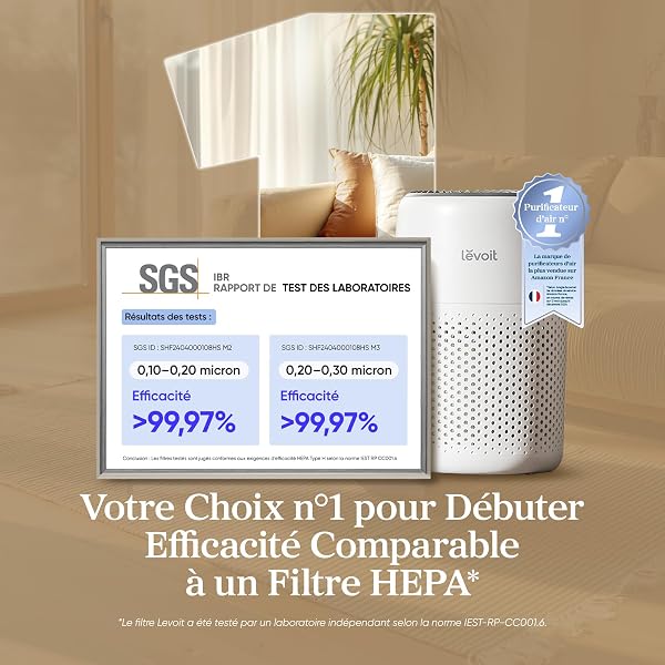 LEVOIT Purificateur d'Air Chambre, Filtration Efficace contre Allergies et Odeurs, Silencieux, avec Éponge d'Aromathérapie, 7W Économie d'Énergie, 3 Vitesses, Air Purifier HEPA pour Maison Bureau - 2
