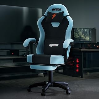 DROGO Aura Ergonomic Gaming Chair with Premium PU Leather Fabric, Linkage Armrest, Adjustable Neck & Lumbar Pillow | Computer Chair for Study | Office Chairs for Work from Home with Recline (Blue) - Amazon product rated Grade A