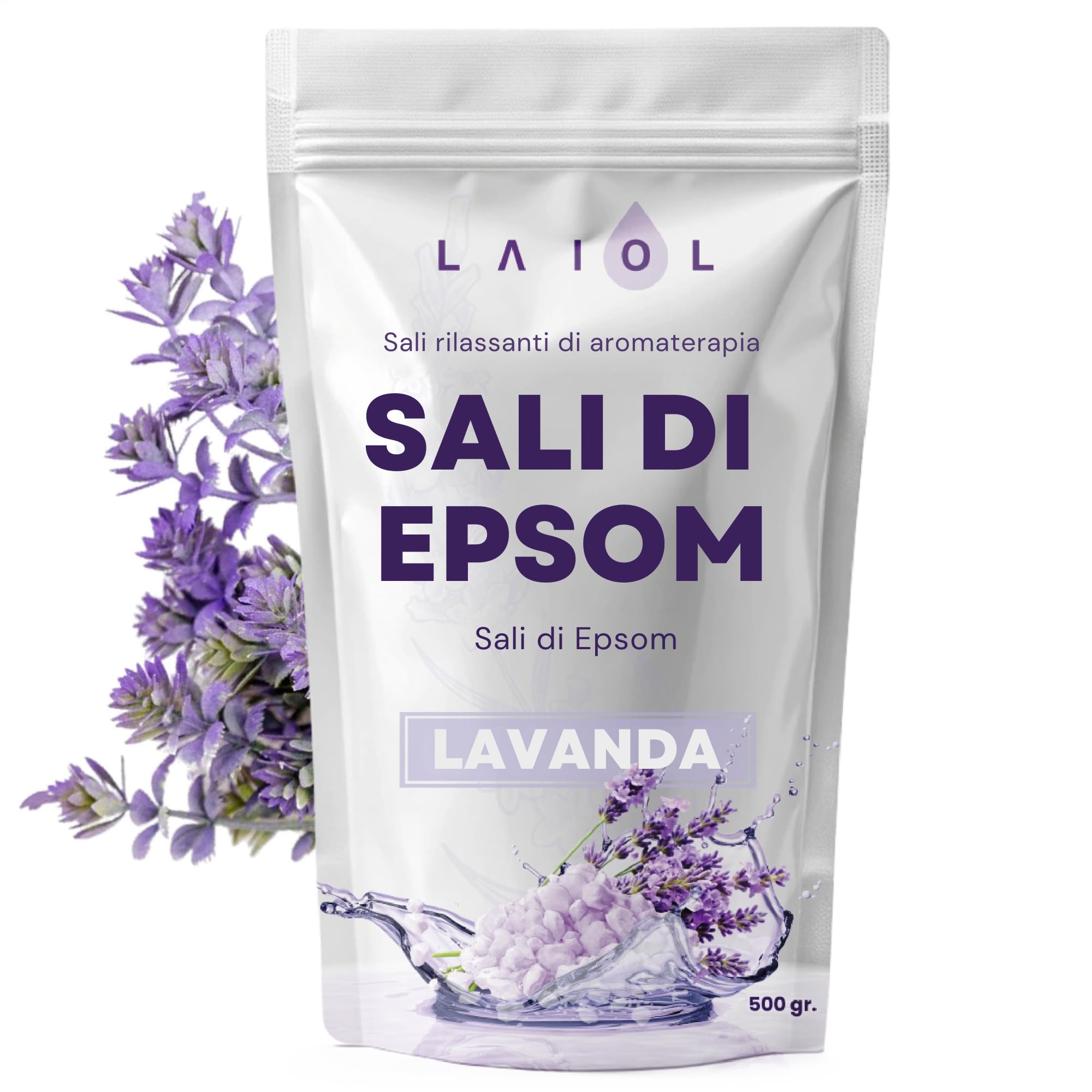 Sale di Epsom alla Lavanda – Solfato di Magnesio Rilassante per Bagno, Pediluvio e Aromaterapia - Sale Inglese per Benessere, Bendaggi e Relax Profondo