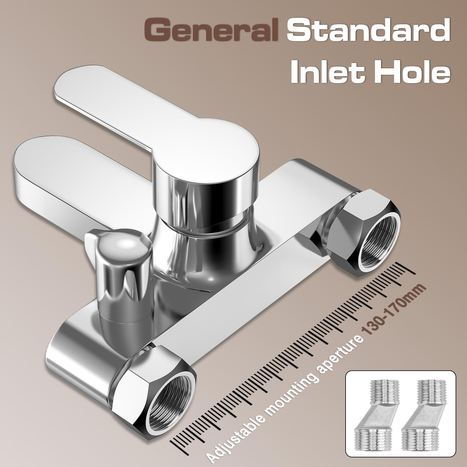 Miscelatore Doccia rubinetto Vasca da Bagno con Doccetta Tre Velocità in Ottone con 1.5 m Flessibile Doccia in Acciaio Inox e Supporto Doccetta kit Rubinetto Doccia da Muro Cromato(G 1/2")