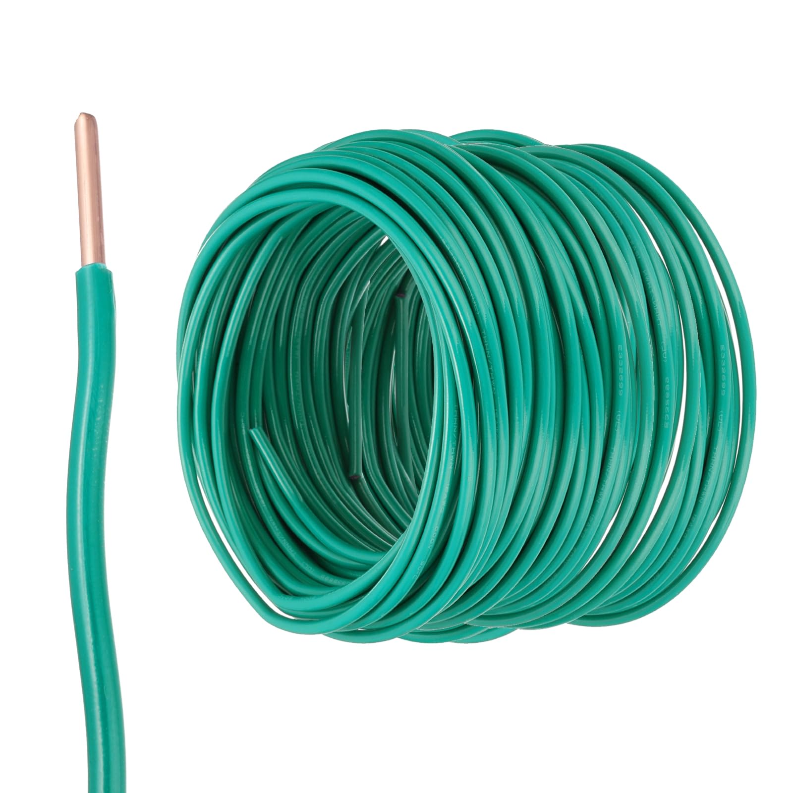 QUARKZMAN 200 Fuß Elektrischer Draht Isoliert Fester Kupfer 14AWG Anschlusskabel THHN Draht Wohnbereich Industrie Erdung Elektrisch Bewertet Für 600 Volt UL Gelistet Grün