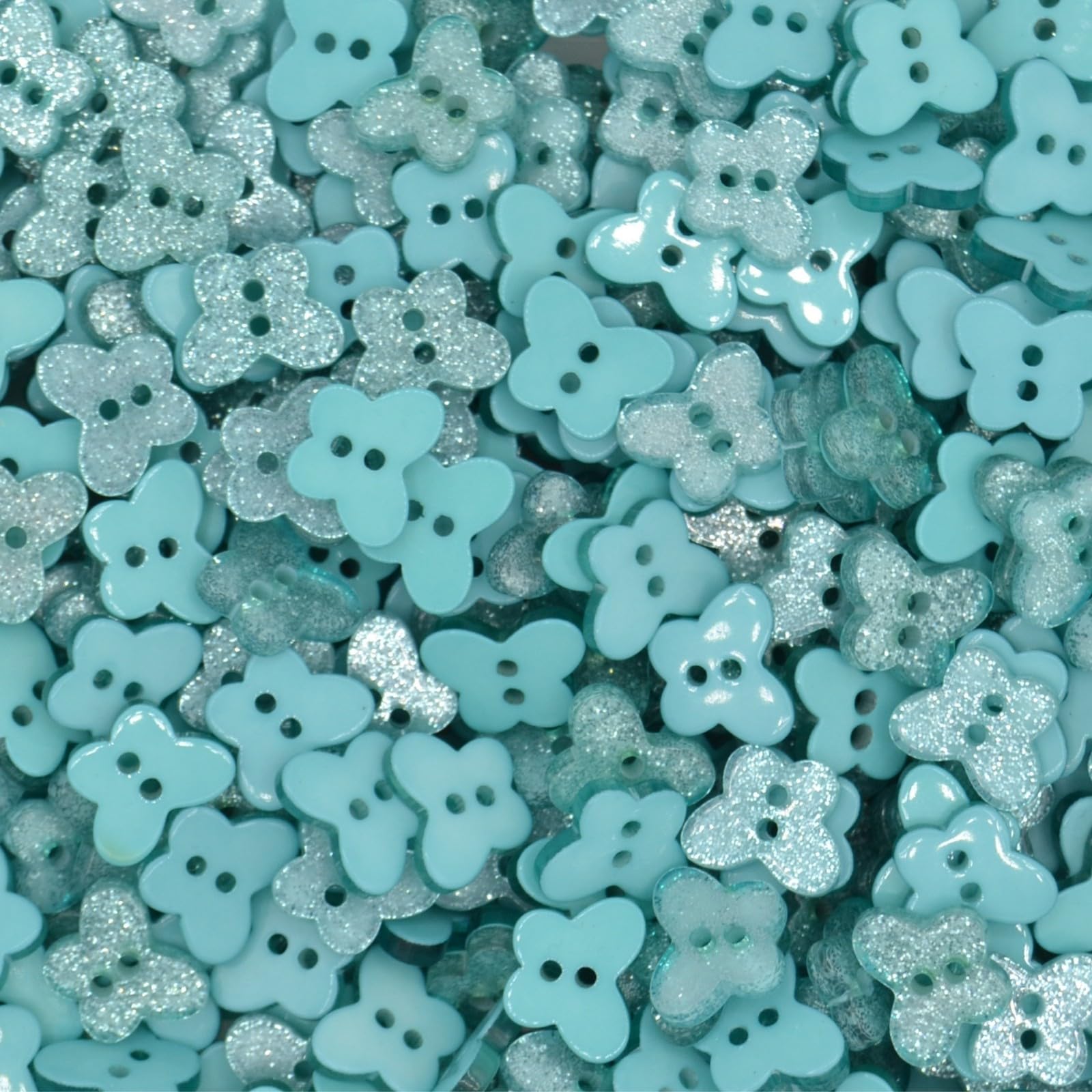 celloexpress 14mm Glitter Butterfly Buttons - Ideal for Sewing/Knitting/Clothes & Scrapbooking (Teal, Pack of 100)