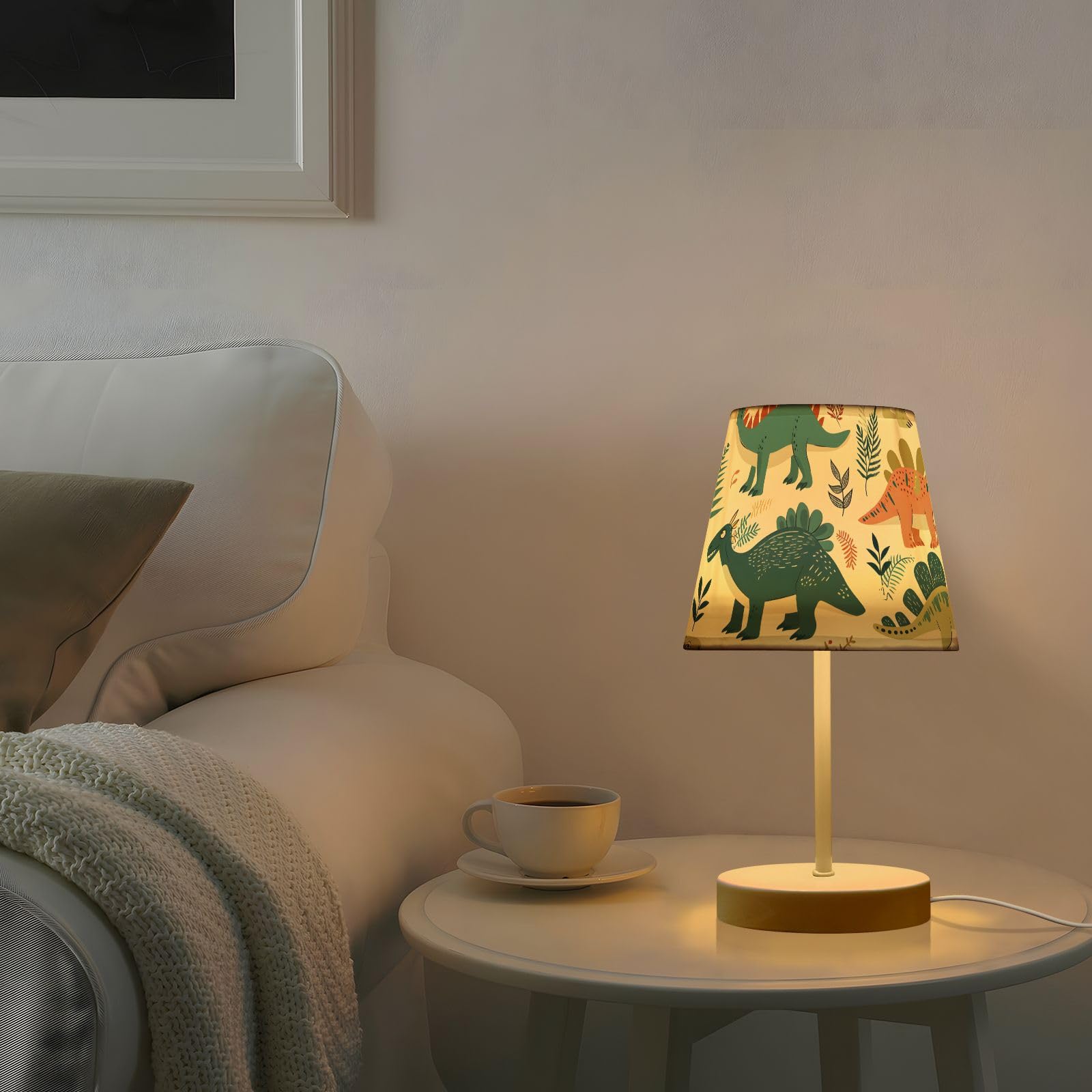 Mnsruu Lámpara de mesita de noche, dinosaurio, cocodrilo, lámpara de mesa infantil, bombillas LED, lámpara de escritorio, pantallas de tela para dormitorio, sala de estar, mediana