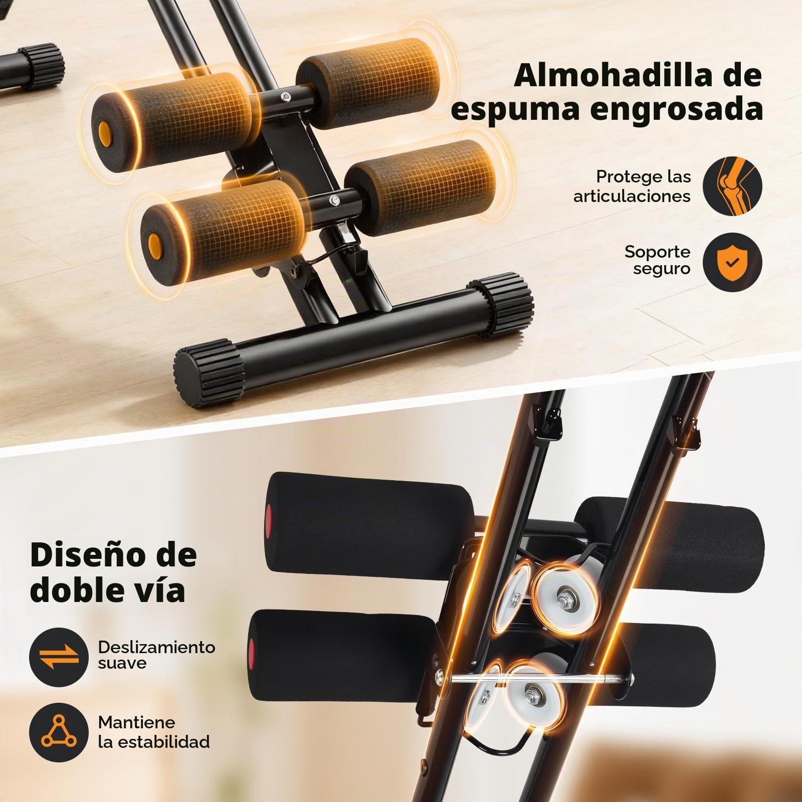 Máquina Abdominal Plegable para Casa, 5 Niveles de Resistencia Ajustables, Pantalla LED, Marco de Acero hasta 120kg, Entrenamiento Completo para Abdomen, Piernas, Brazos y Glúteos
