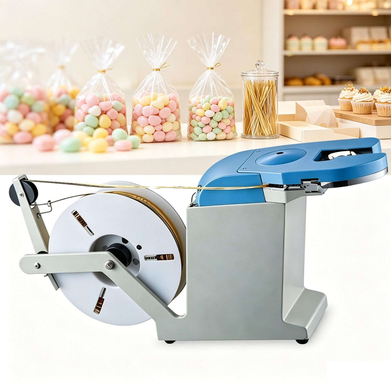 Pvxa Food Twist Tying Tool, Semi-Automatic Twist Tie Machine, 40 Ties/Min Bag Closure Device, 200mm Tightening Circle, for Toys, and Cables