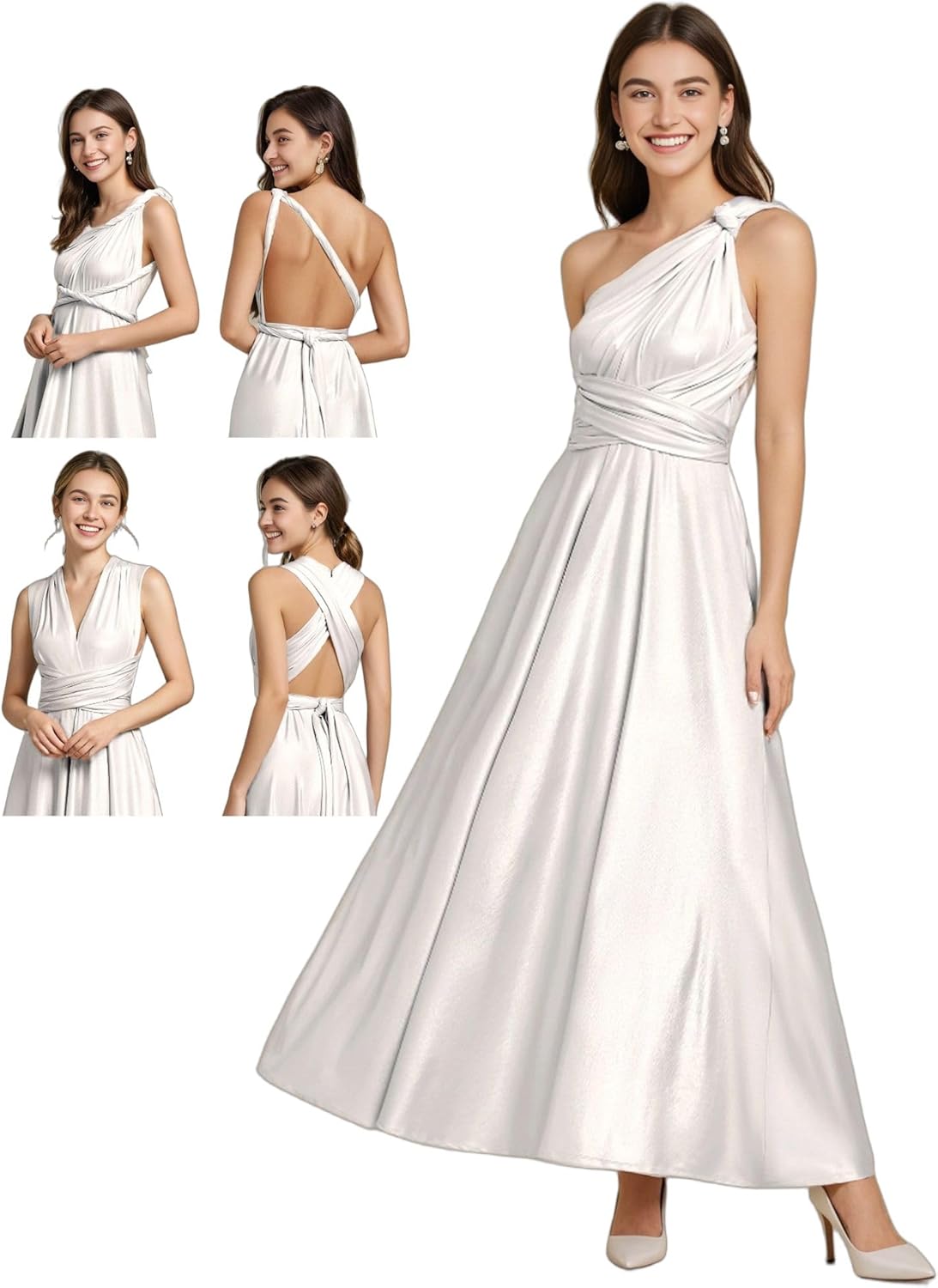 Ever-Pretty Women's Summer Glitter Infinity Dress A-Line Convertible Wedding Guest Dress 02410
