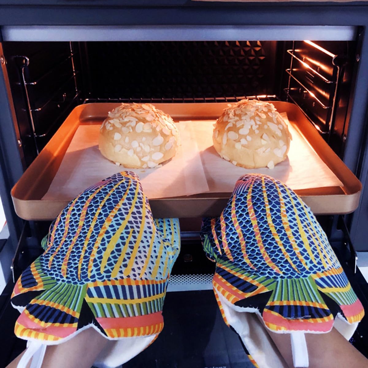 Guantes de Horno Ideales para Retirar Platos de Pasta de Algodón Resistentes al Calor Paquete de 2 Piezas Cómodos y Flexibles para Cocina