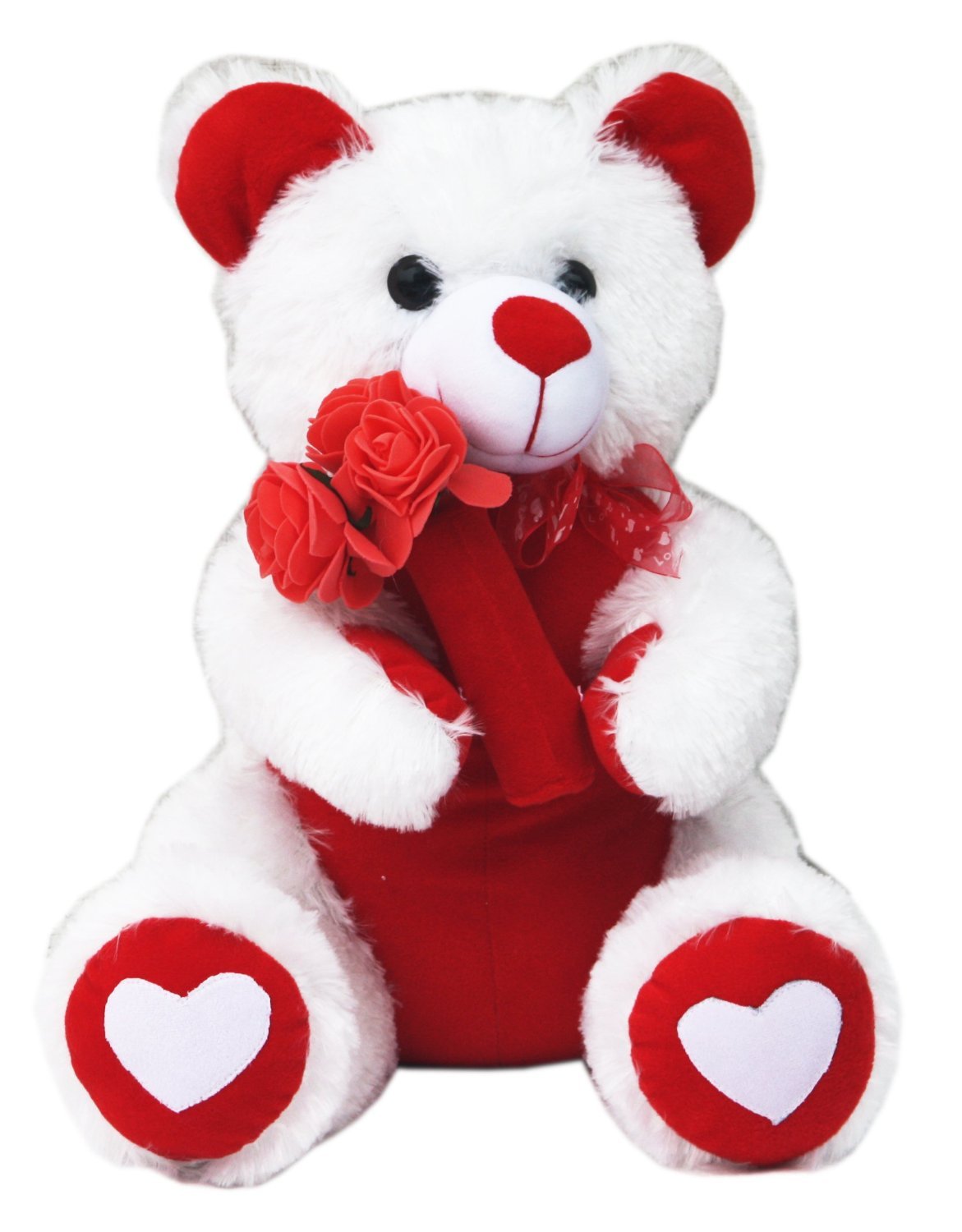 Nagar International 40 cm White Teddy with Roses