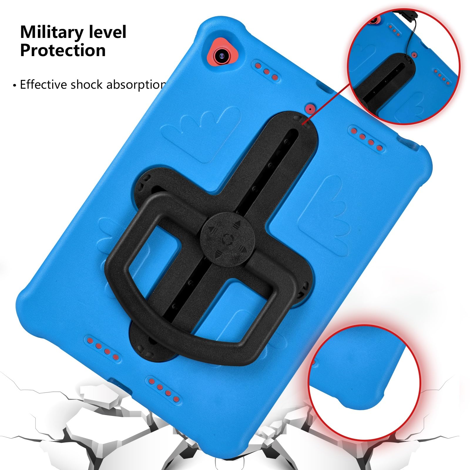 Custodia protettiva per tablet PC compatibile con iPad 10.2 (2021)/2020/2019/per iPad Air 2019 10.5"/Pro 10.5 2017, custodia robusta resistente con cavalletto girevole a 360/tracolla Co