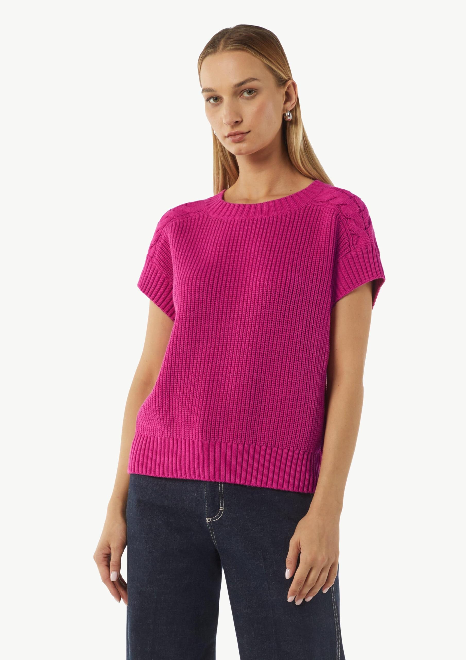 Comma Weiter Strickpullunder mit Zopfmuster-Detail