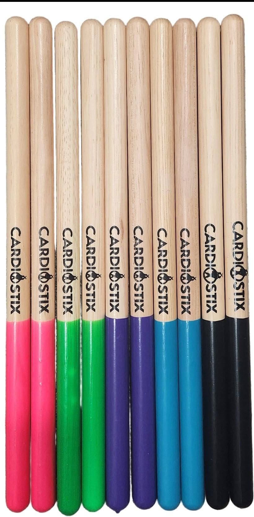 CardioStix Baquetas cardiovasculares de madera de nogal americano de alta calidad de 8 onzas con el peso más alto (1 par que elijas), para batería, fitness, clase aeróbica, ejercicios (negro estándar)