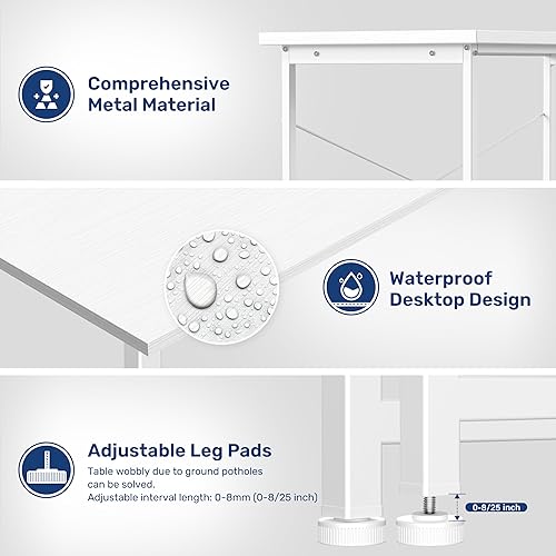 Miniatura 4 de Escritorio de espacio pequeño con ganchos para auriculares, diseño moderno y simple, adecuado para estudio, oficina en casa y sala de estar