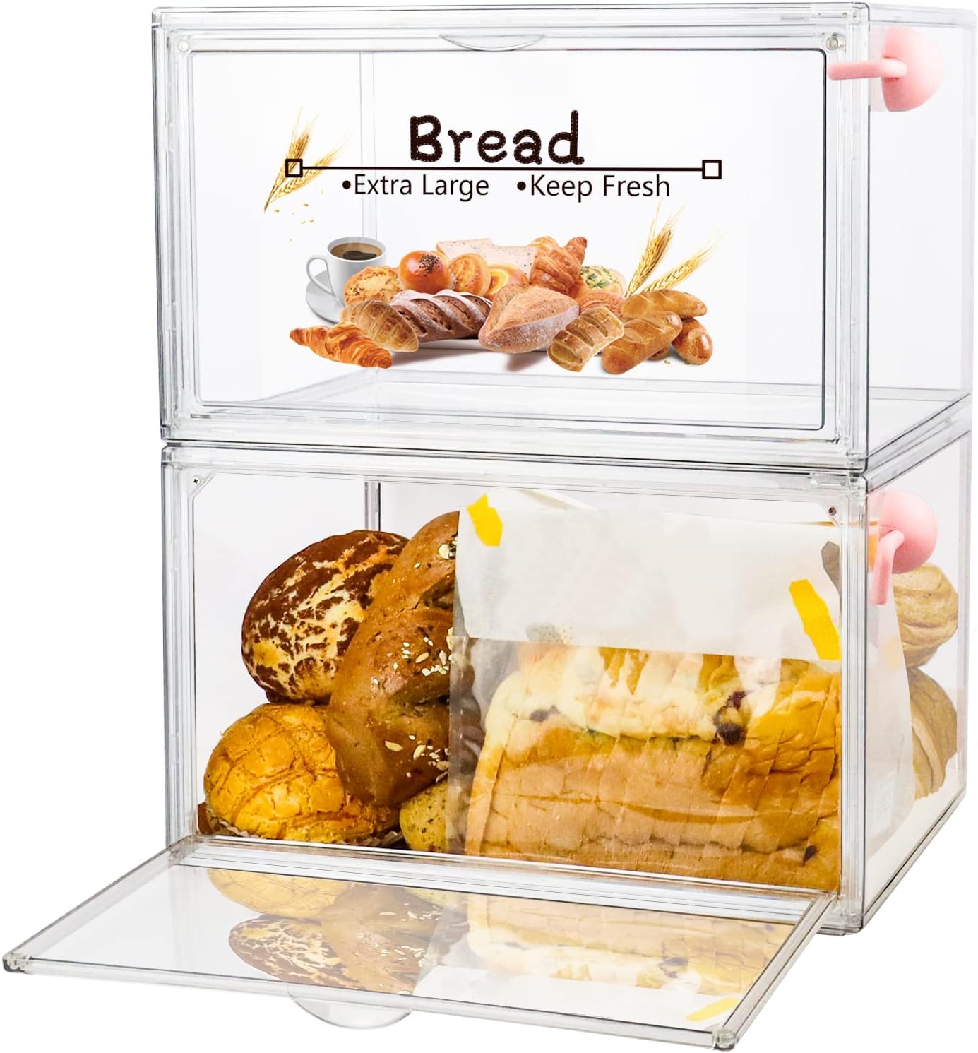 RISICULIS 2PCS Large Bread Box for Kitchen Countertop
