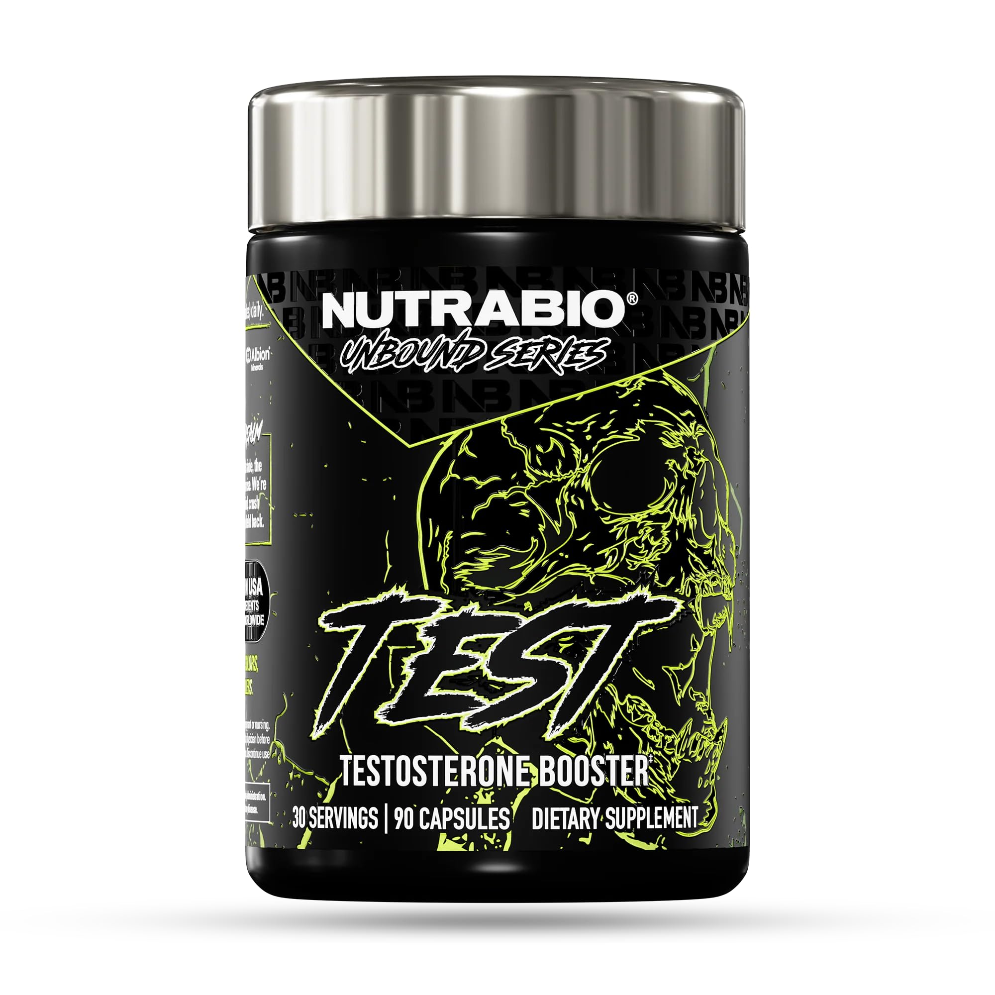 NutraBio Unbound Test, Testosterone Booster for Men, Testosterone Supplement for Men, Libido, Boron, Fenugreek, Tongkat Ali, 90 Capsules