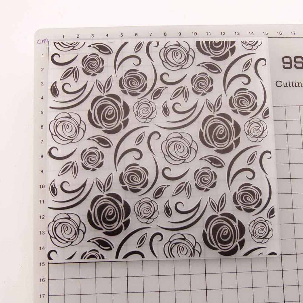 Floral Roses Leaves Background Plastic Embossing Folder for Scrapbook DIY Album Card Tool Plastic Template Folders