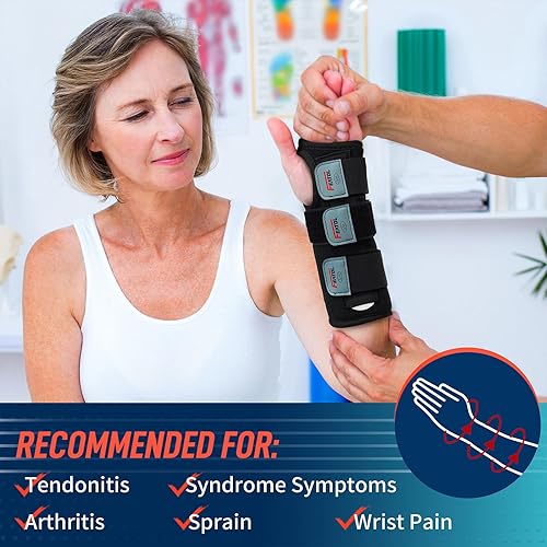 Miniatura 3 de Featol - Muñequera ajustable con férulas para túnel carpiano, lesiones, dolor de muñeca, esguinces., S M, Izquierda-1