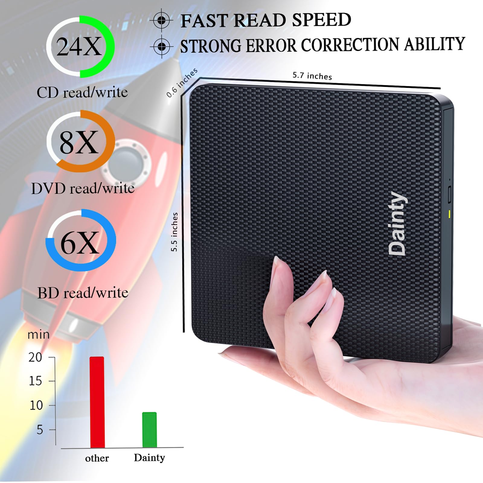 Dainty External Blu ray Drive BD Player Read/Write Portable Bluray