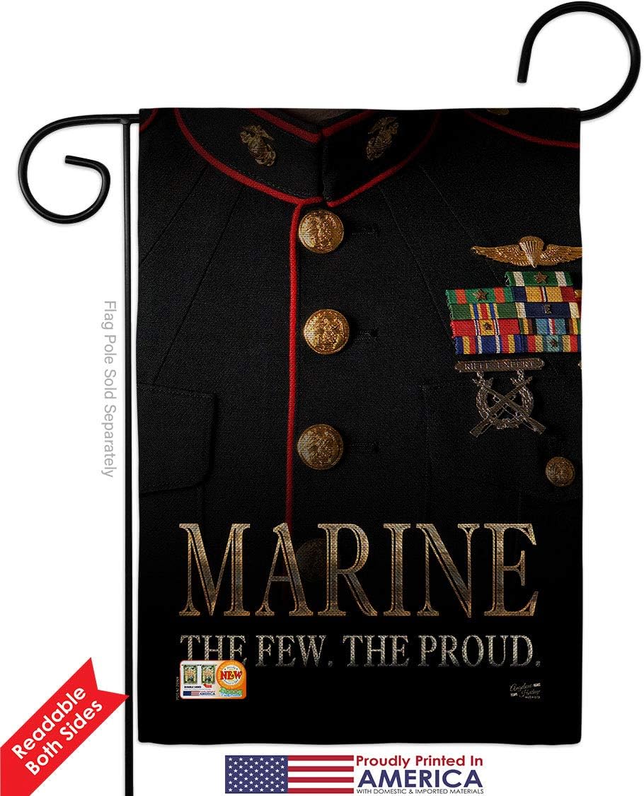 Dress Blue Marine Burlap Garden Flag - Pack Armed Forces Corps USMC Semper Fi United State American Military Veteran Retire Official Support Our Troops - House Yard Gift 13 X 18.5